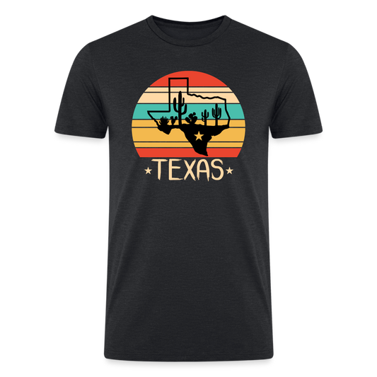 Texan Oasis: Organic Tri-Blend Tee with Texas Outline and Cactus Design